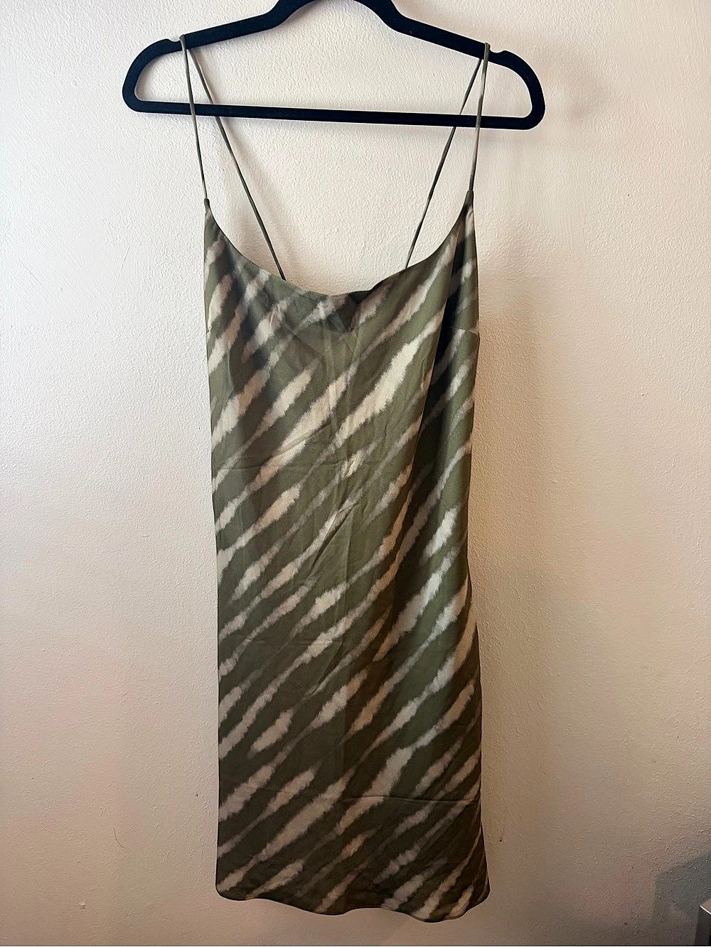 Abercrombie & Fitch Animal Print Midi Slip Dress in Green & Beige Size Medium